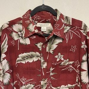Men’s Hawaiian style floral 100% silk shirt